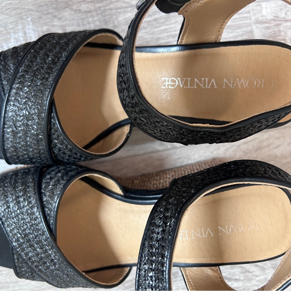 Crown Vintage Black Ankle Strap Sandals